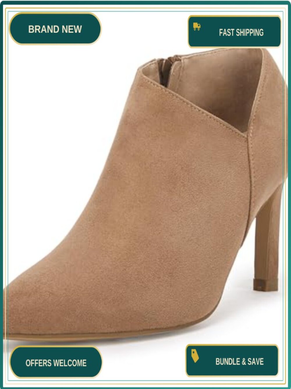 Women's Pointed Toe V Cut Ankle Boots Kitten Heel Side Zipper Office Dress